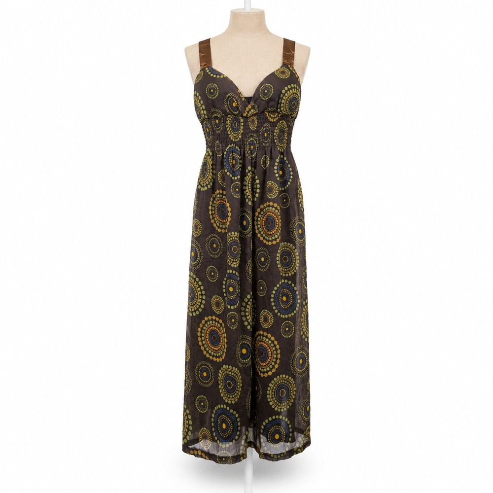 Vintage Y2K Empire Waist Babydoll Dress Size S Brown Boho Indie Sleaze Grunge